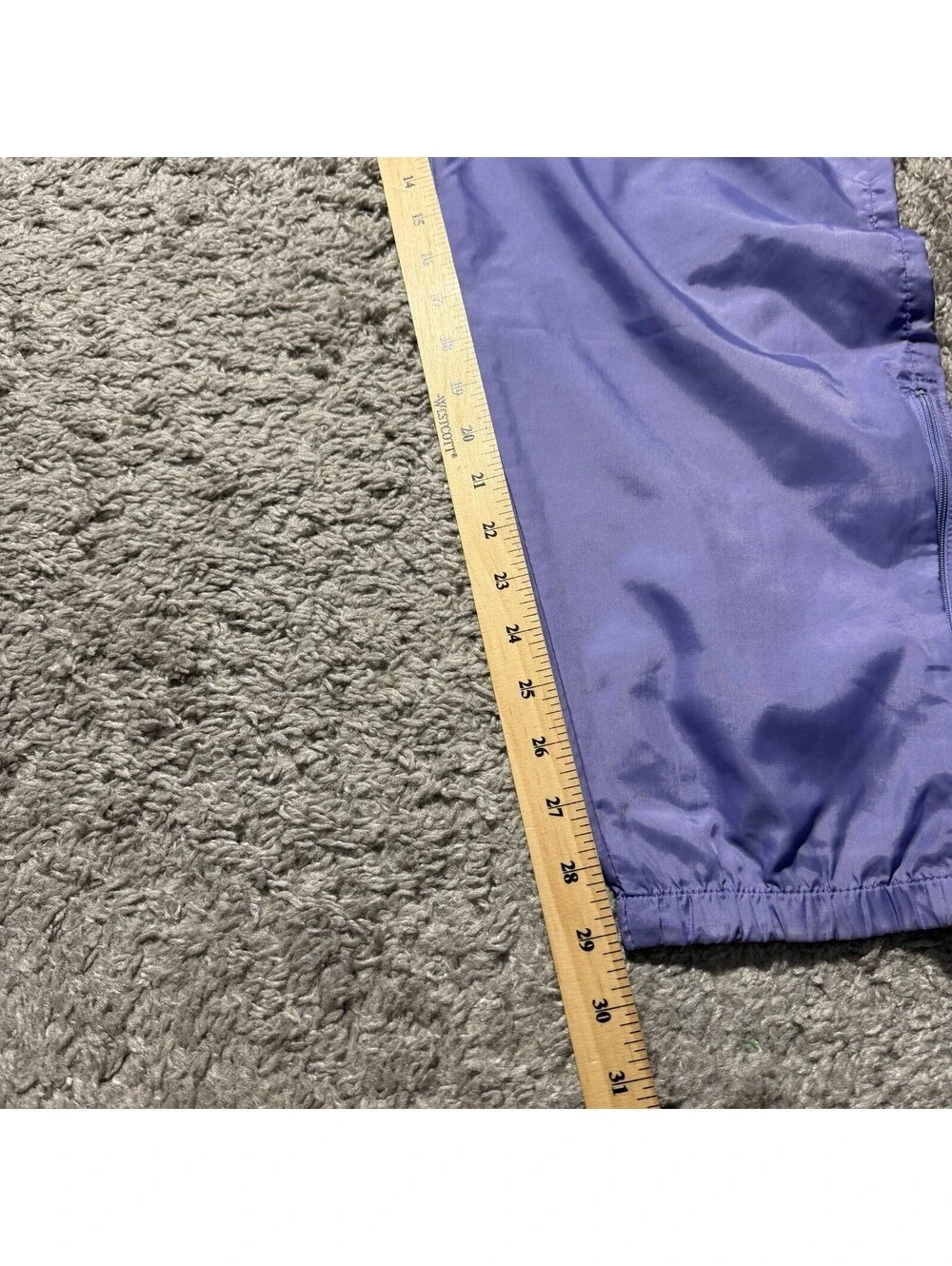Vintage 90s Nike Nylon Track Pants Womens L Purple Ankle Zip Windbreaker VTG